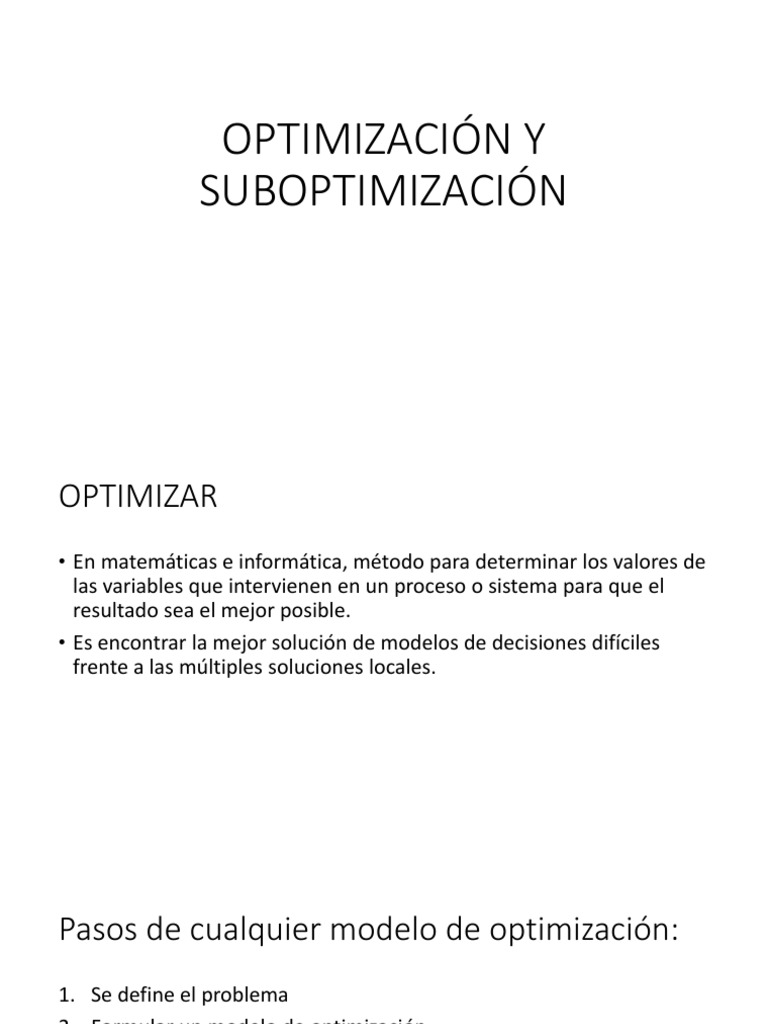 Optimización y Suboptimización | PDF | Optimización Matemática ...