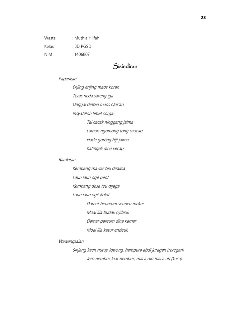 RARAKITA, WAWANGSALAN DAN PAPARIKAN