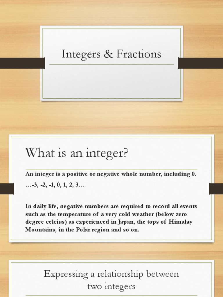 Integers & Fractions | PDF | Fraction (Mathematics) | Integer