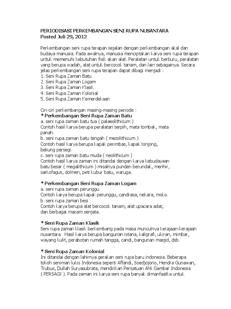 Periodisasi Perkembangan Seni Rupa