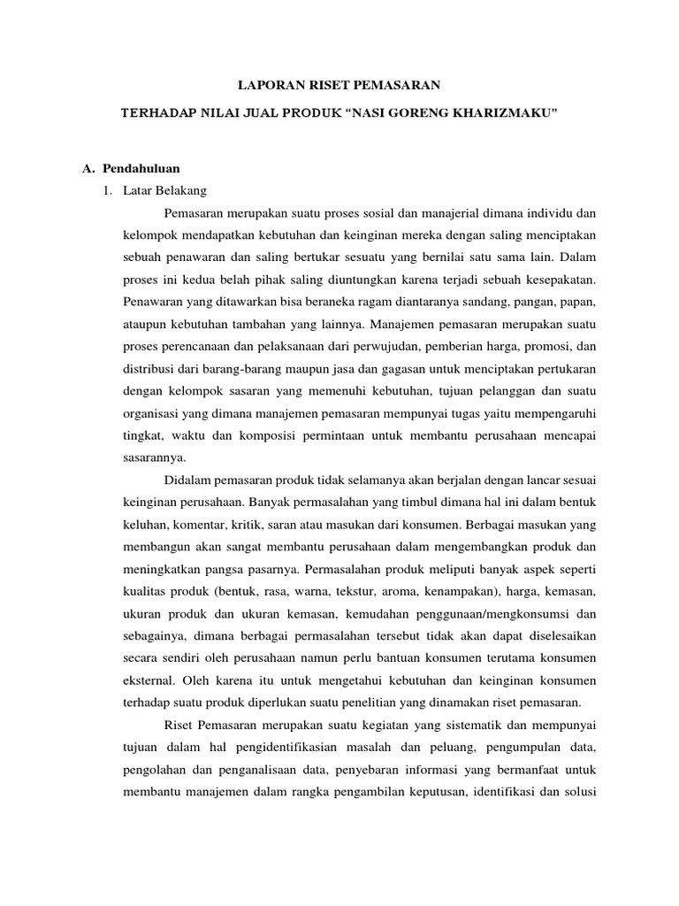 Laporan Riset Pemasaran