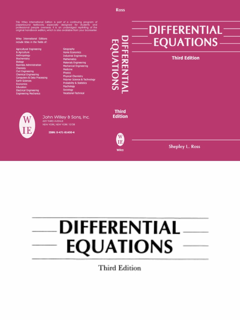 Differential Equations 3rd Edition Shepley L.Ross PDF Teaching