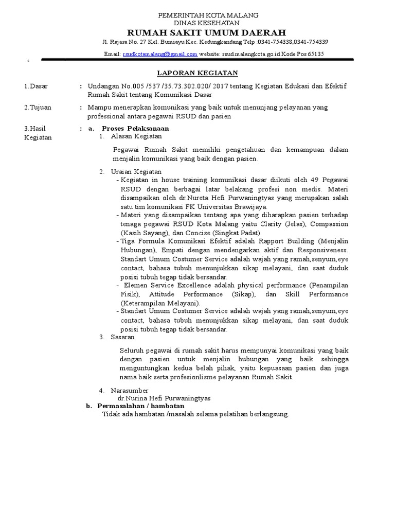 Laporan Kegiatan Komunikasi Efektif
