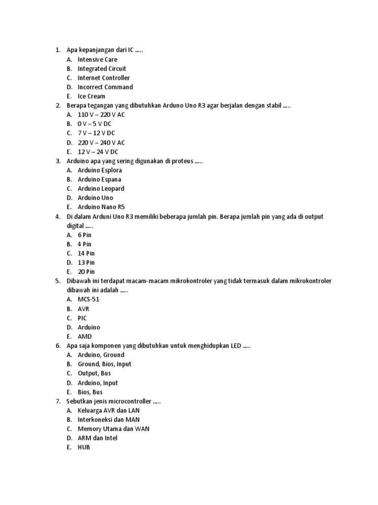 Soal Mikrokontroler