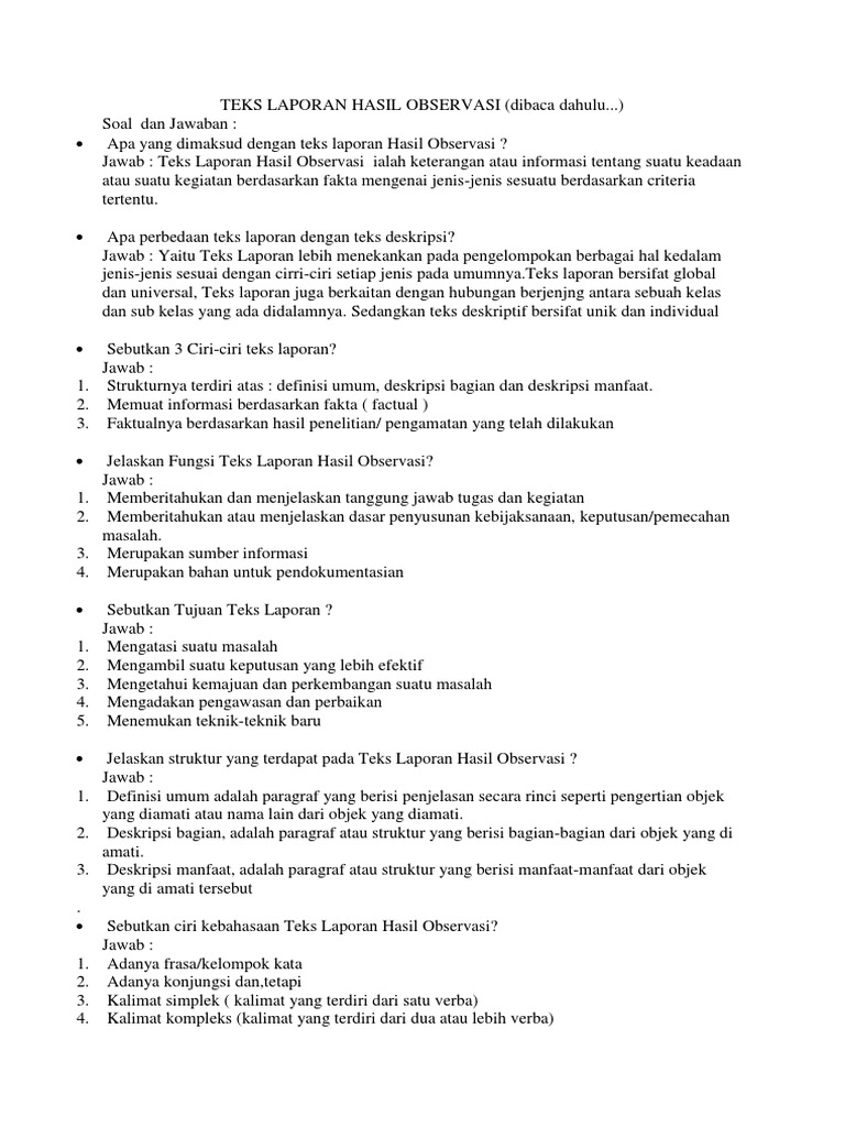 Teks Laporan Hasil Observasi