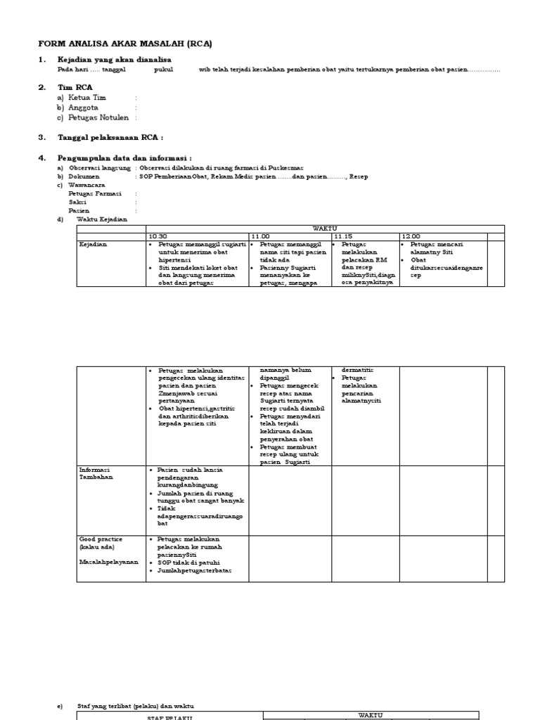 Laporan RCA Kesalahan Pemberian Obat | PDF