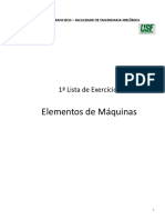 1a. Lista de Exercícios - Elementos de Máquinas