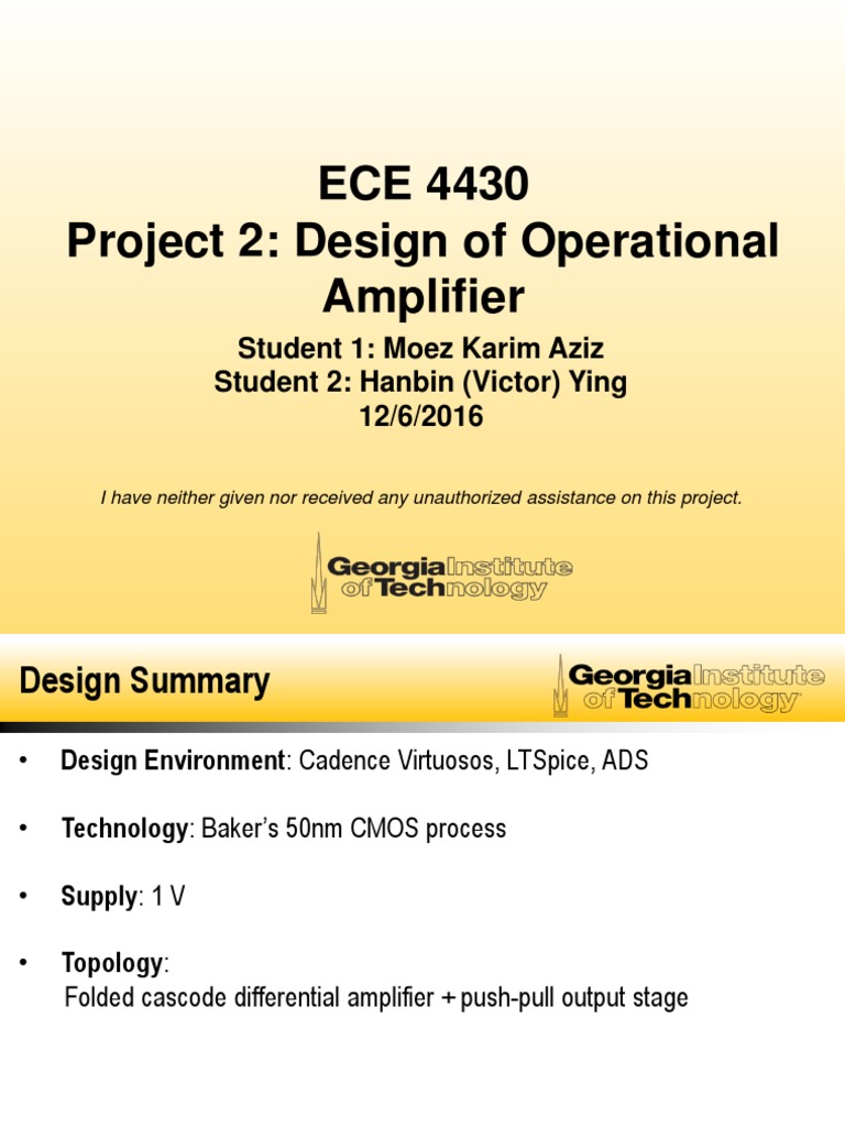 Op-Amp Design Summary and Results | PDF | Operational Amplifier | Amplifier