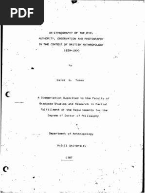 David G Tomas Ethnography Of The Eye Authorit Observation And Photography In The Context Of British Anthropology 19 1900 Pdf Academia