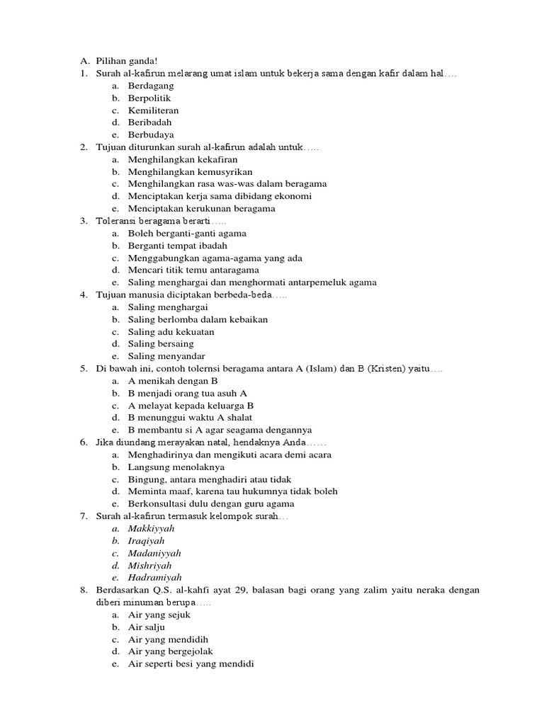 30+ Contoh Soal Pg Pendidikan Agama Islam 57 Pics