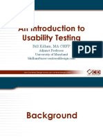 An Introduction To Usability Testing: Bill Killam, MA CHFP