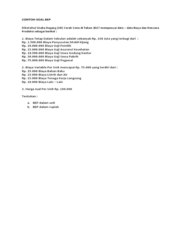 Contoh Soal Bep