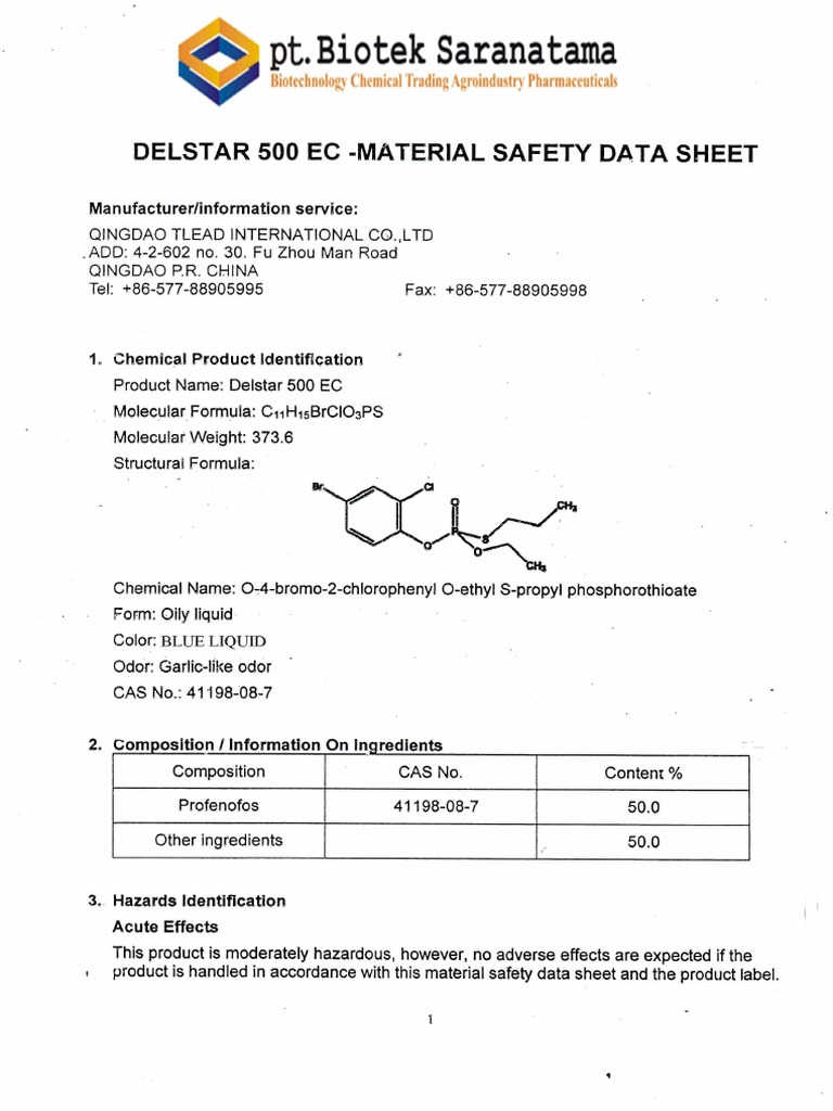 MSDS Delstar | PDF