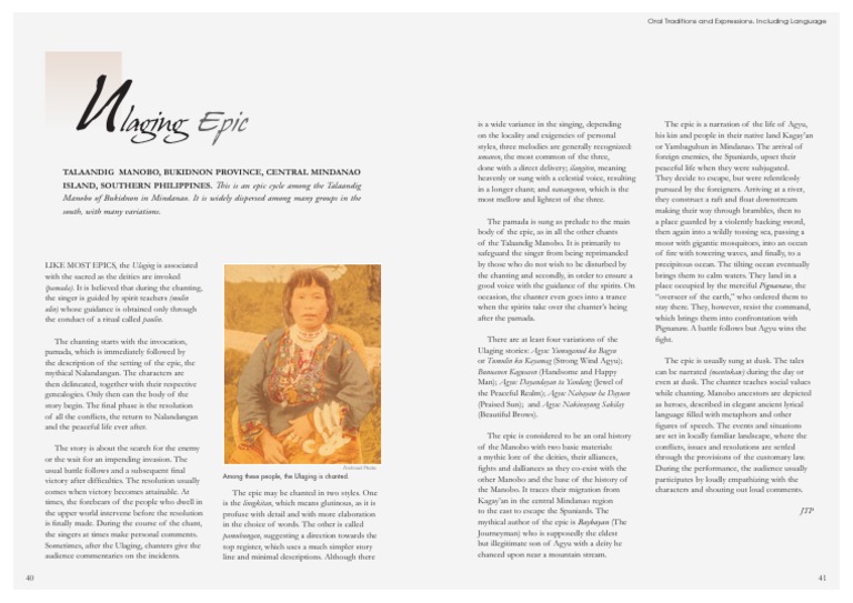 Ulaging Epic of Bukidnon's Agyu | PDF | Cultural Anthropology ...