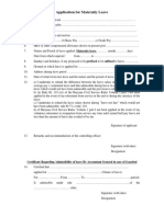 Maternity Leave Application Form Performa PDF