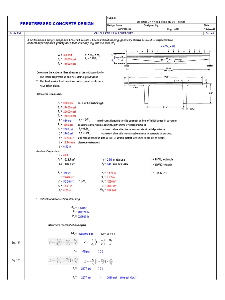 Design of Prestressed DT-Beam Analysis | PDF | Strength Of Materials ...