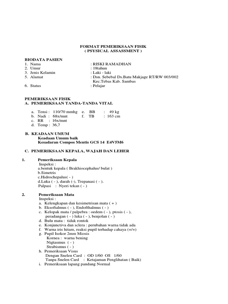 Format Pemeriksaan Fisik  PDF