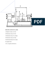 Specifications of Lathe