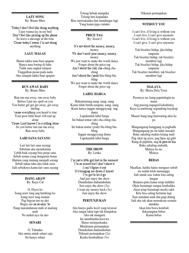 Multilingual Song Lyrics Compilation | PDF
