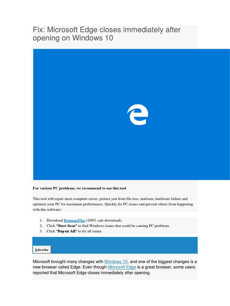 Fix: Microsoft Edge Closes Immediately After Opening On Windows 10 ...