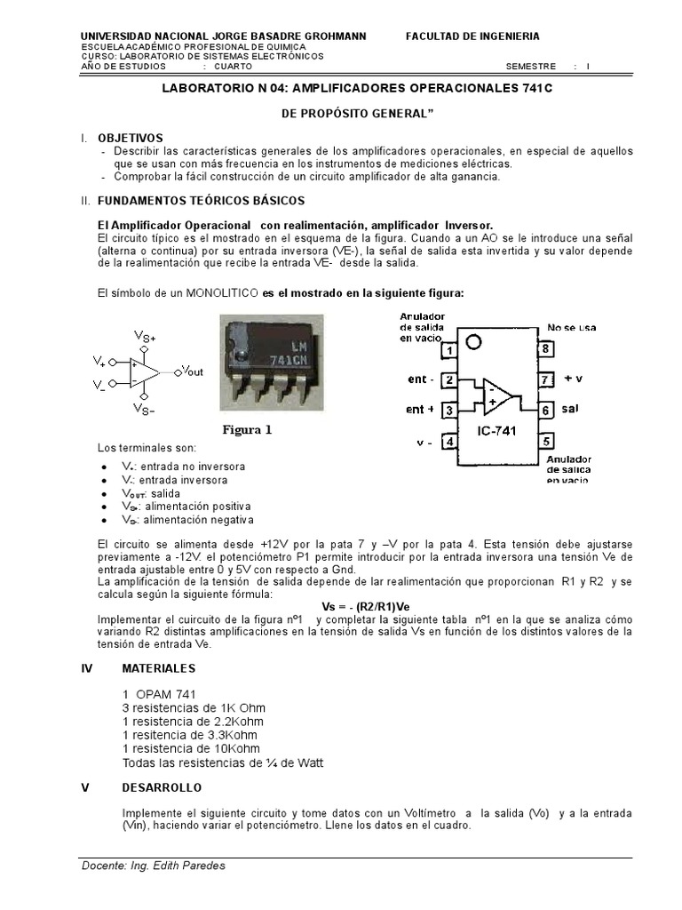 Laboratorio 4 Opam | PDF | Amplificador operacional | Electrónica