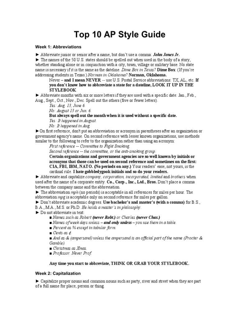 Top 10 AP Style Guide 2016 PDF Comma Race And Ethnicity In The
