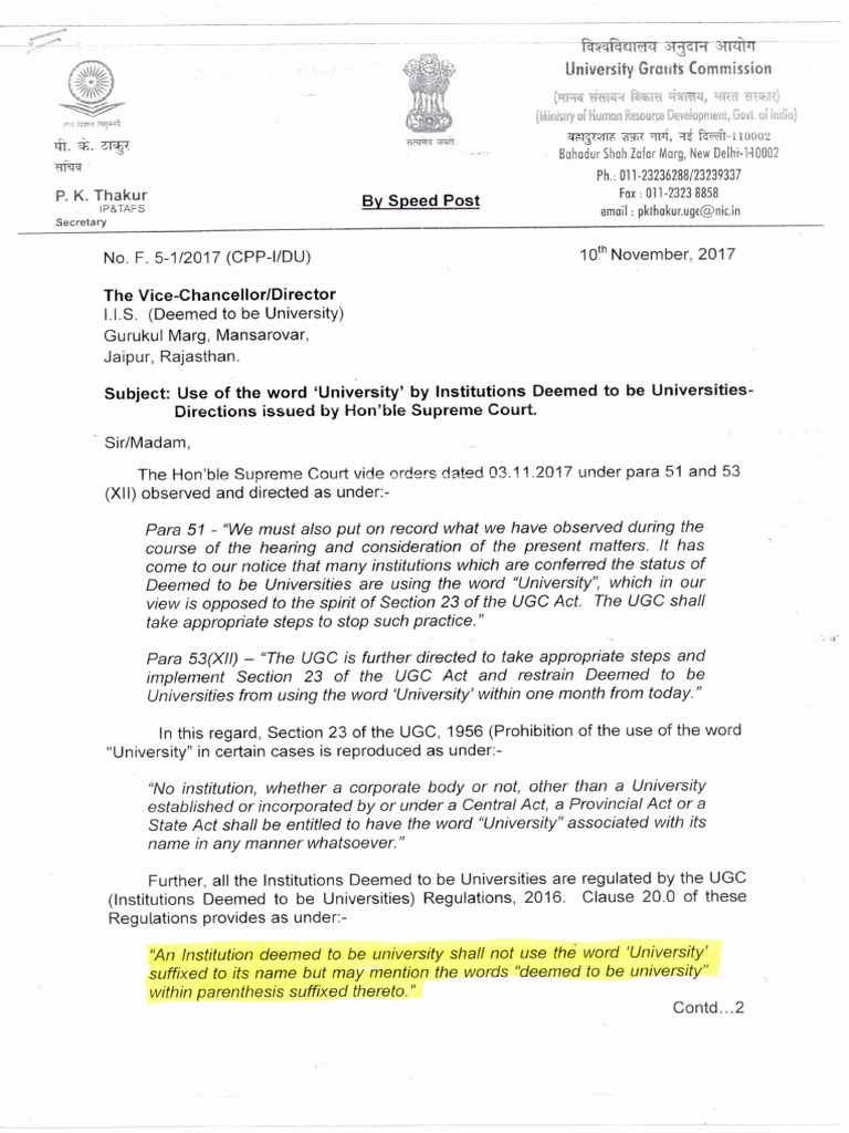 UGC Letter | PDF
