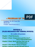 Program of "Physics": Lecturer: Dr. DO Xuan Hoi Room 413 E-Mail