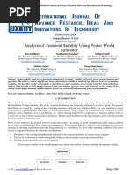 Analysis of Transient Stability Using Power World Simulator: ISSN: 2454-132X Impact Factor: 4.295