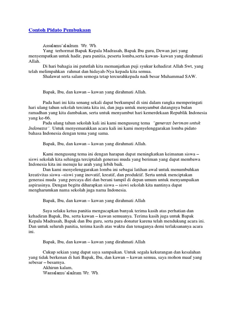 Kumpulan Teks Lomba Pidato Bahasa Indonesia Kumpulan Referensi Teks Pidato