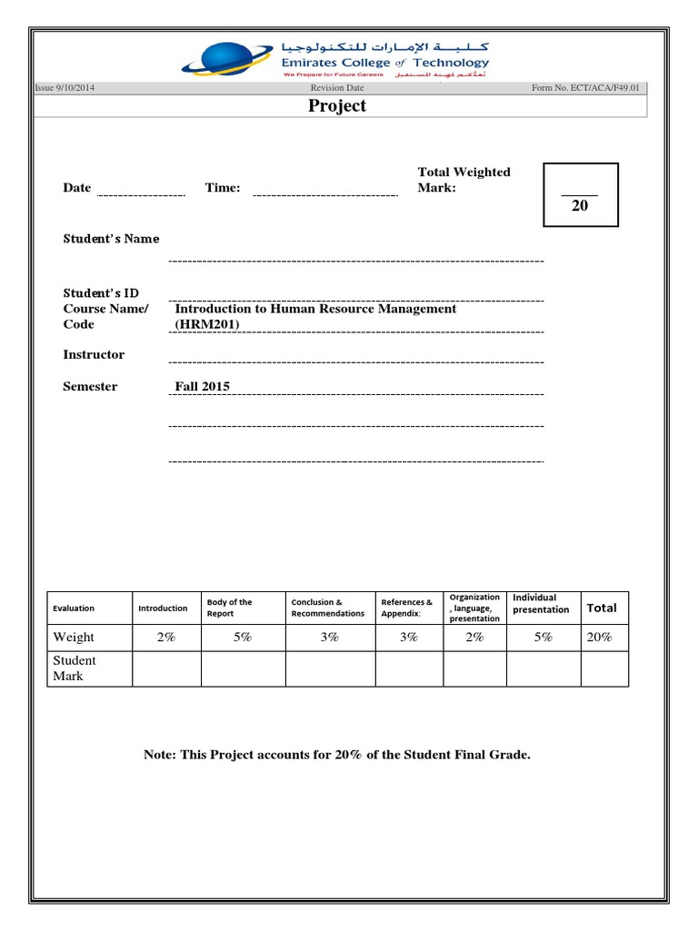 HRM Project Evaluation Criteria Guide | PDF