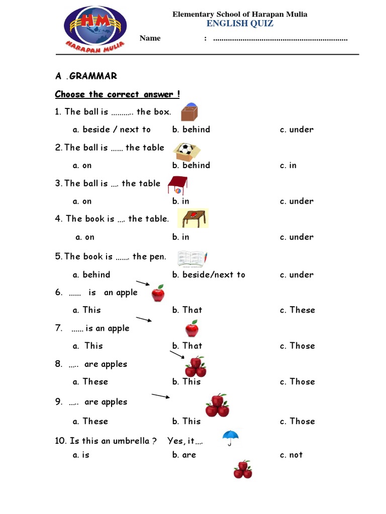 A .Grammar Choose the correct answer !: English Quiz | Domesticated Animals | Mammal Ecology