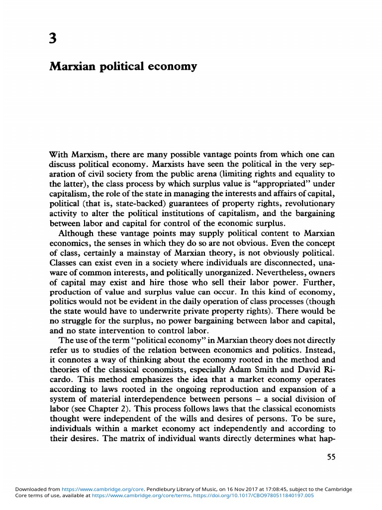 Marxian Political Economy Explained | PDF | Capitalism | Marxism