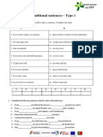 Conditional Sentences - Type 1: Match A Line in A With A Line in B To Make A Sentence. Complete The Chart