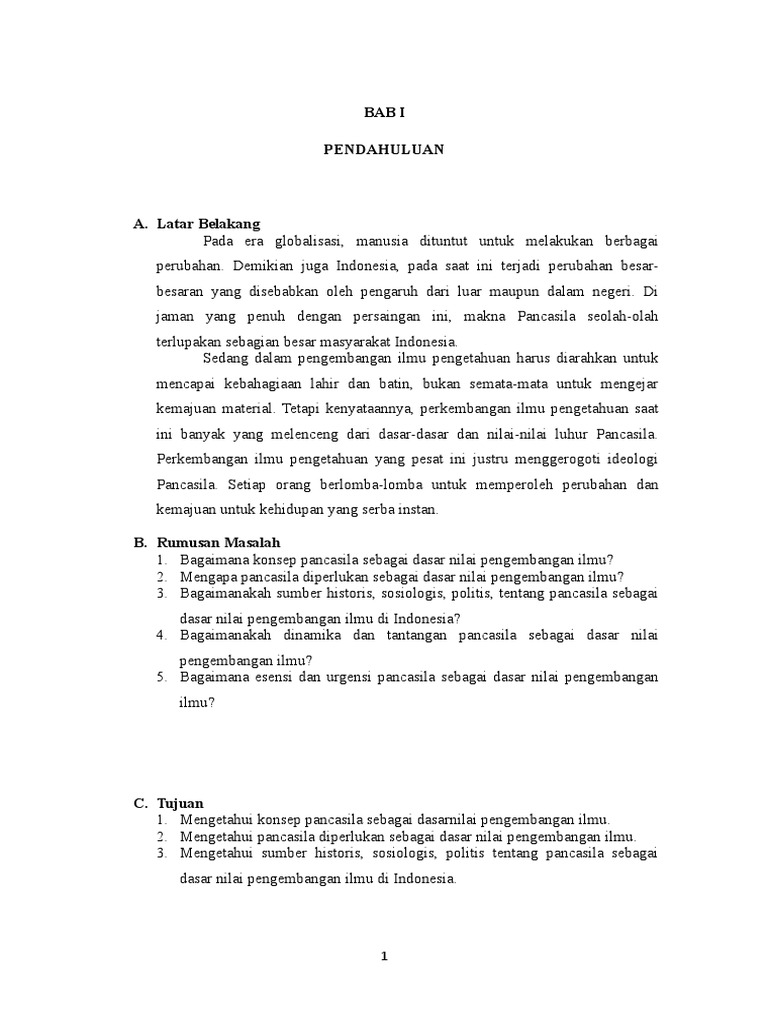 MAKALAH PANCASILA SEBAGAI DASAR PENGEMBANGAN ILMU