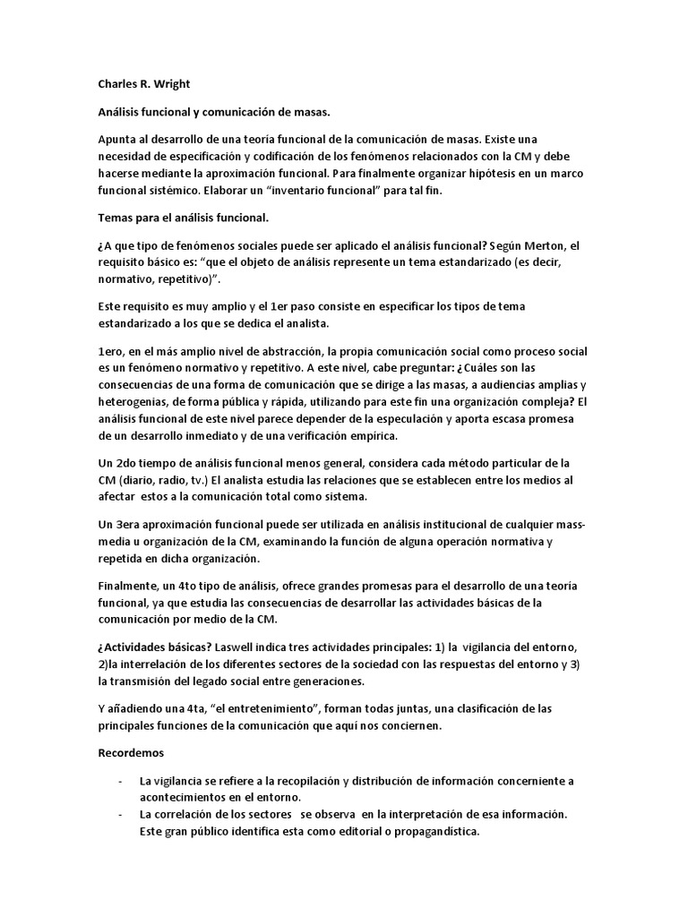 Charles R Wright | PDF | Sociedad | Comunicación