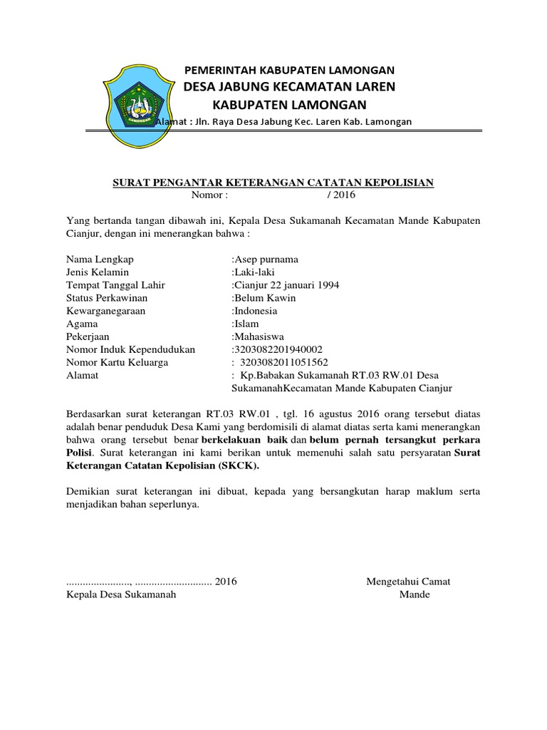 Persyaratan Untuk Mengajukan Surat Pengantar Skck