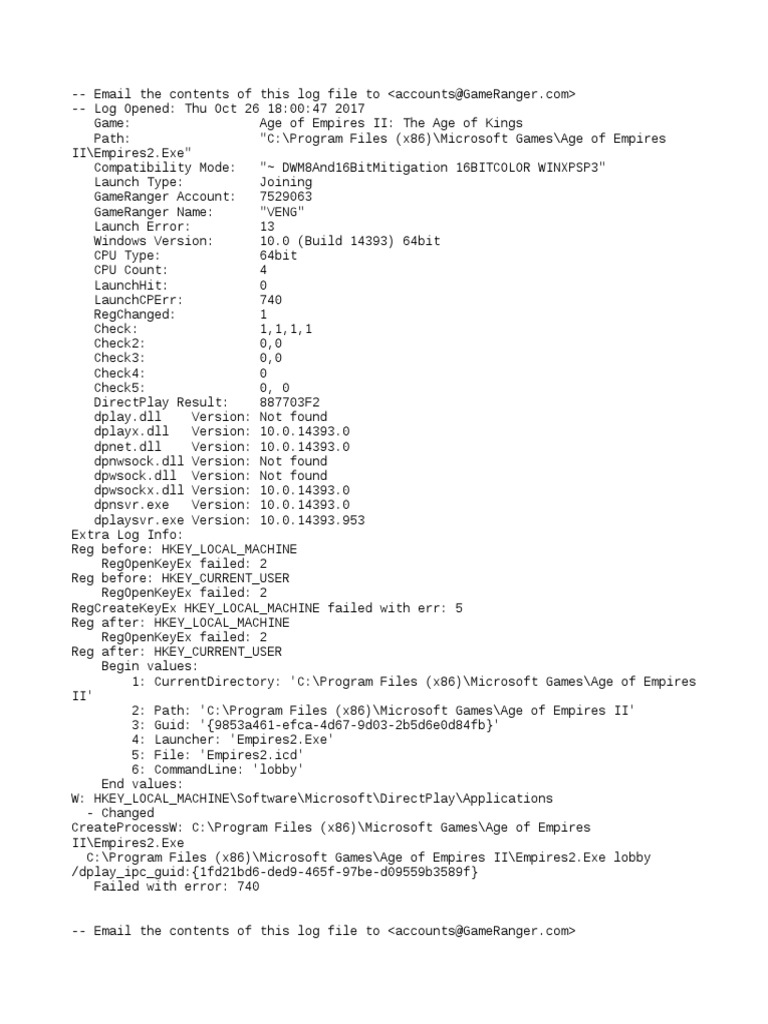 GameRanger Launch Log | PDF | Application Software | Microsoft Windows