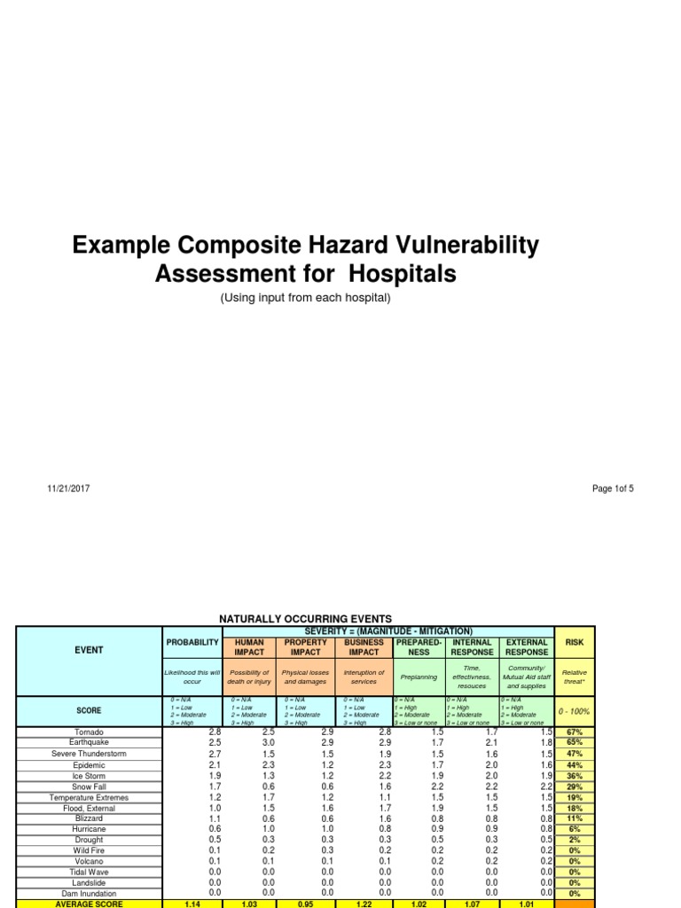 Hospital Hazard Vulnerability Assessment | PDF | Hazards | Natural Hazards