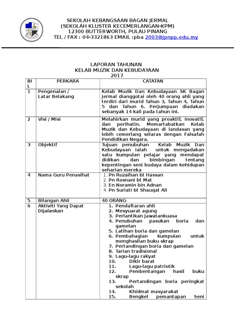 Laporan Tahunan Kelab Muzik Dan Kebudayaan 2017 Pdf