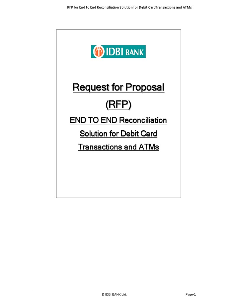 RFP For End To End Reconciliation of Debit Card Transactions and ATMs ...