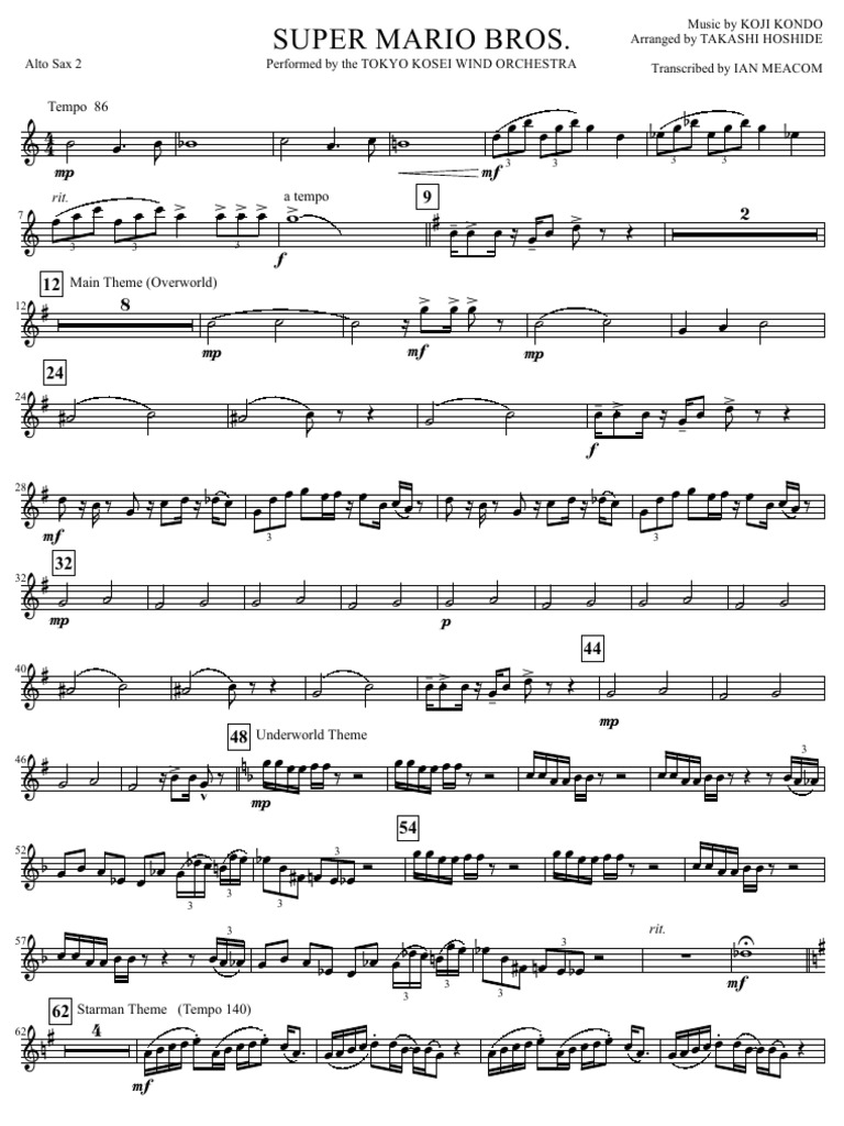 Alto Saxophone Sheet Music Mario Modern Girl Alto Sax | PDF