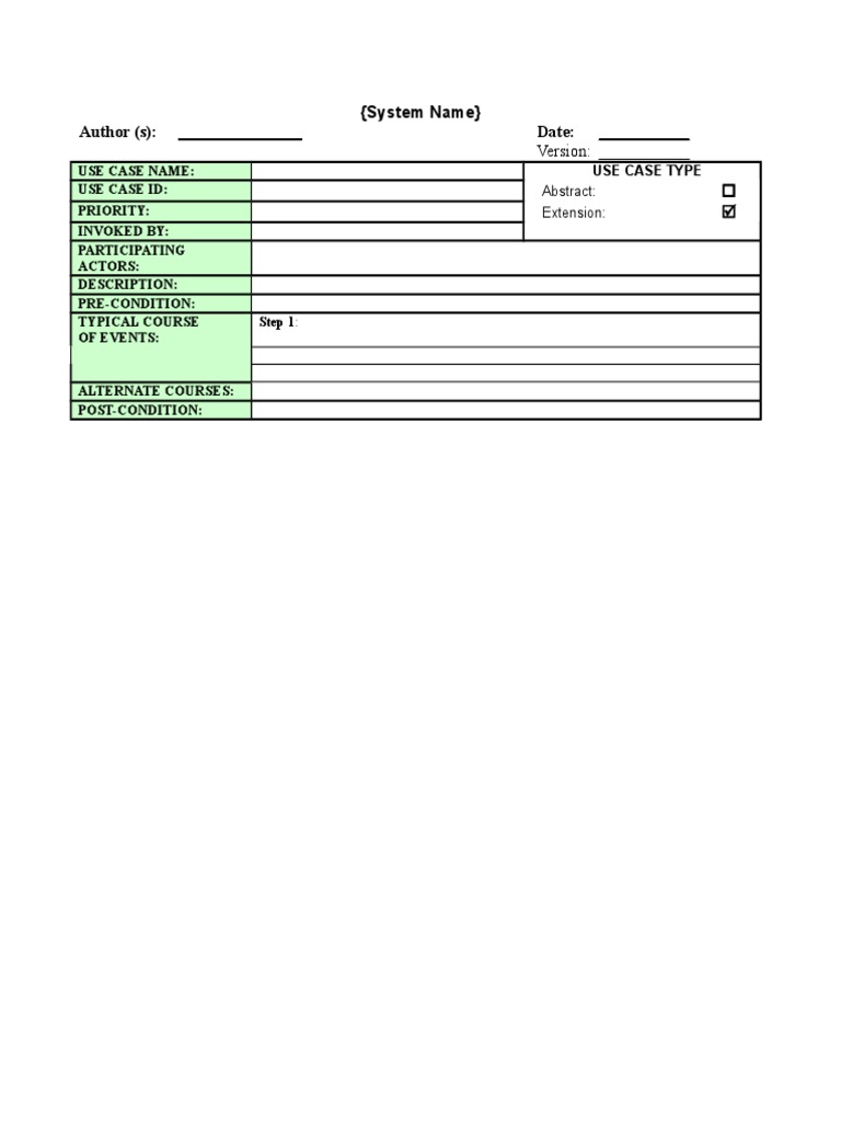 Extension Use Case Template | PDF