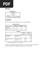 Pilot Test: The Below Results Show The Correlation of Work Stress On Job Satisfactions