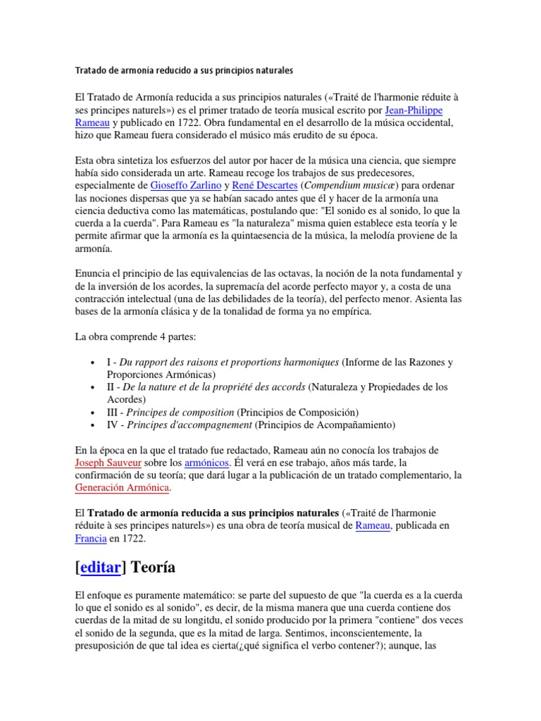 JeanPhilippe Rameau establece los principios fundamentales de la