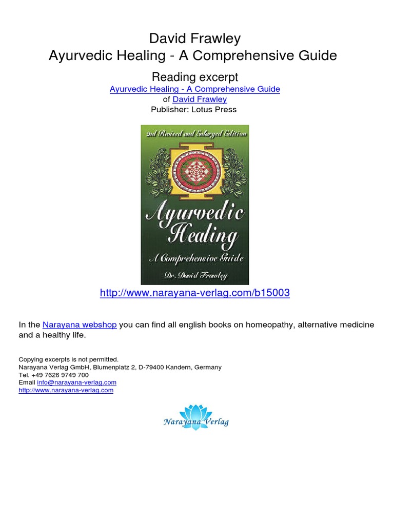 Ayurvedic Healing A Comprehensive Guide David Frawley.15003 Table of Contents PDF Ayurveda