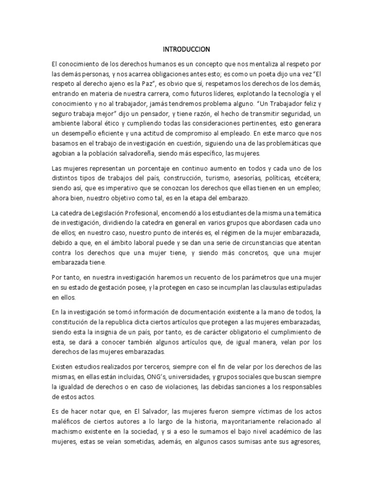 Derechos Laborales de Mujeres Embarazadas | PDF | Derecho laboral | Mujer