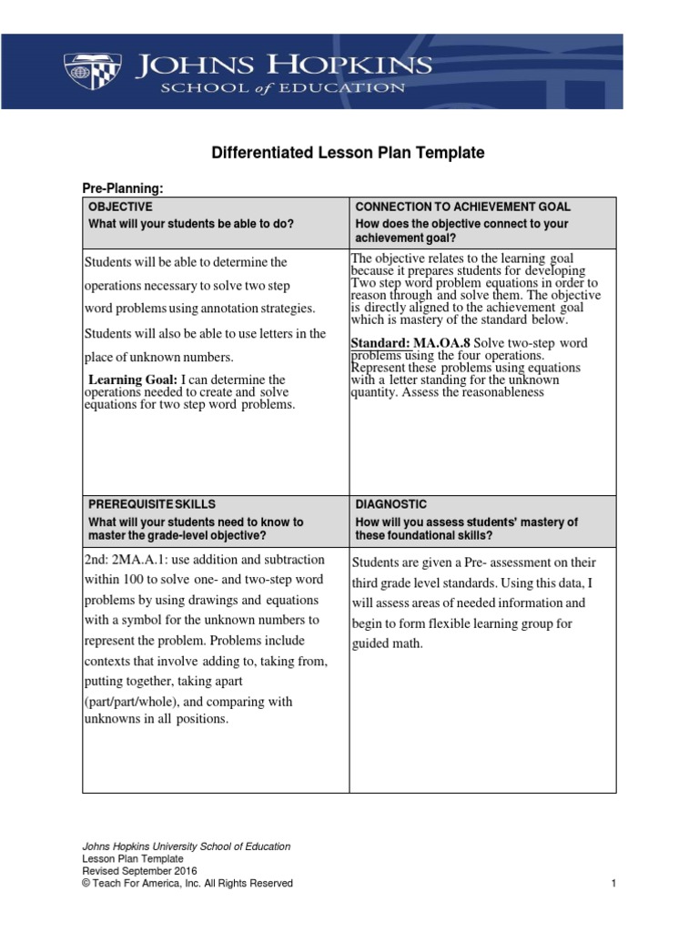 Differentiatedlesson Jwarbington | PDF | Lesson Plan | Educational ...