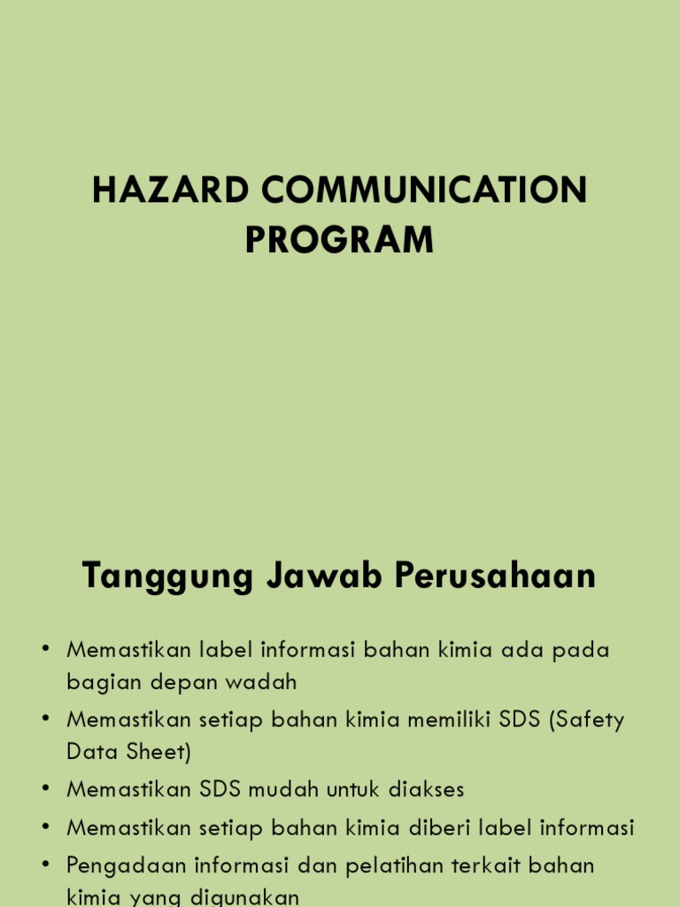 Program Komunikasi Bahaya Kimia | PDF | Toksisitas | Peralatan ...