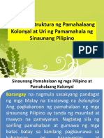 Aralin 6 Istruktura NG Pamahalaang Kolonyal at Uri NG Pamamahala NG Sinaunang Pilipino